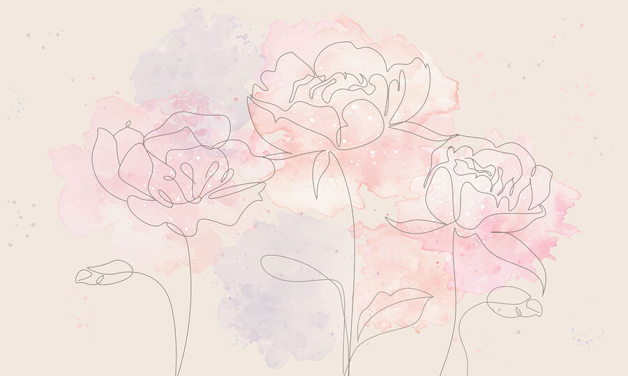 Drawing of flowers on a pink background