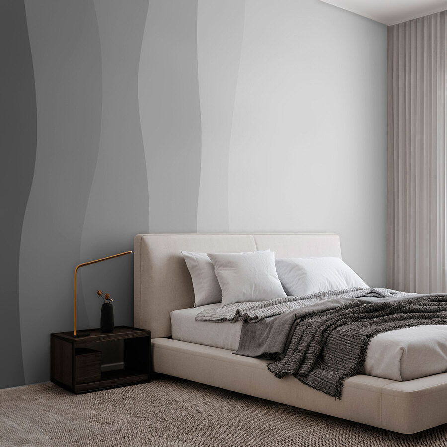 Wall murals Grey and white wavy lines