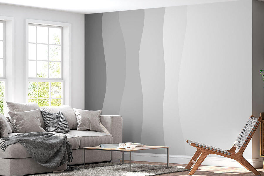 Wall murals Grey and white wavy lines - Image 2