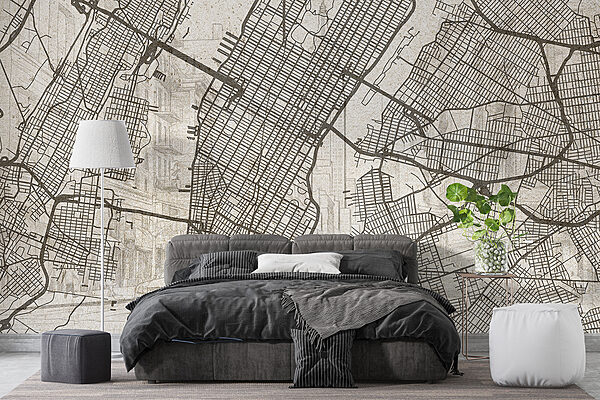 Map of a city Wall murals Map of a city