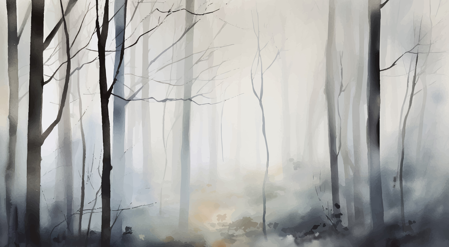 Foggy forest with trees Foggy forest with trees