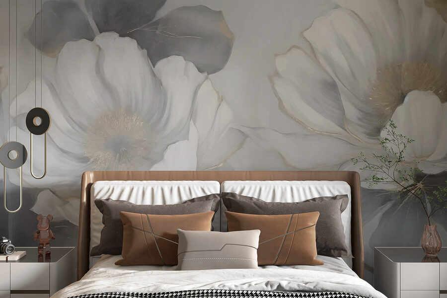 Wall murals Painting of flowers on a wall