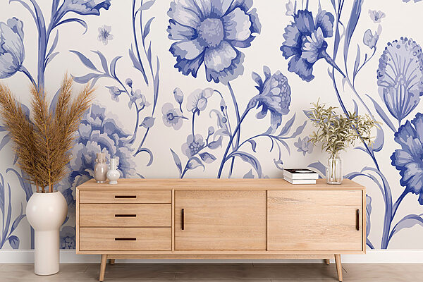 Blue and white floral pattern Blue and white floral pattern