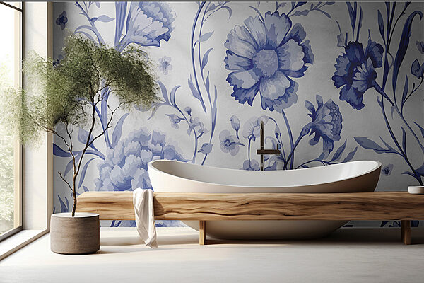 Blue and white floral pattern Blue and white floral pattern