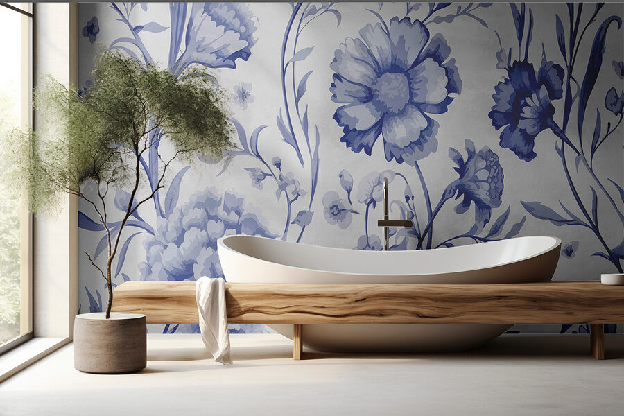 Blue and white floral pattern