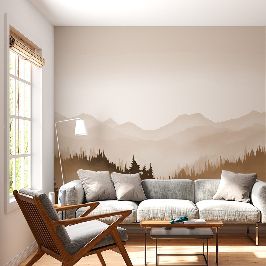 Wall murals Landscape of trees and mountains