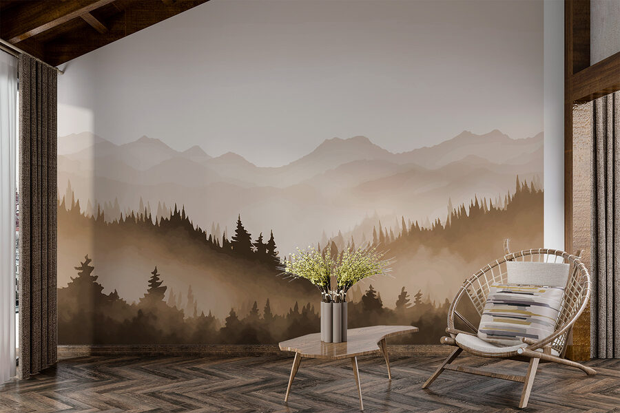 Wall murals Landscape of trees and mountains - Image 3