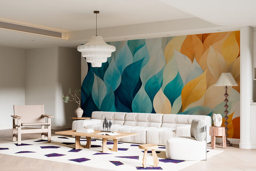 Colorful leaves in a row Colorful leaves in a row