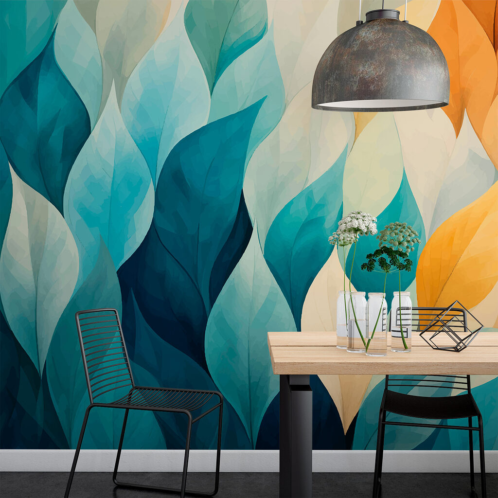 Colorful leaves in a row Colorful leaves in a row