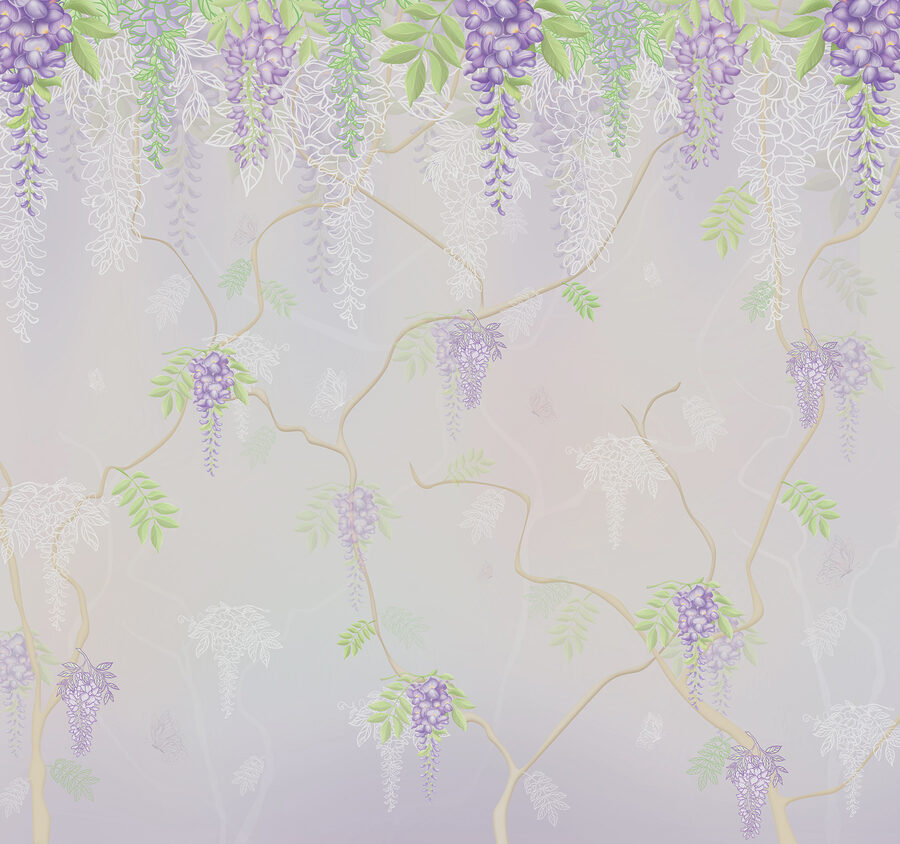 Wall murals Wallpaper with purple flowers - Image 5