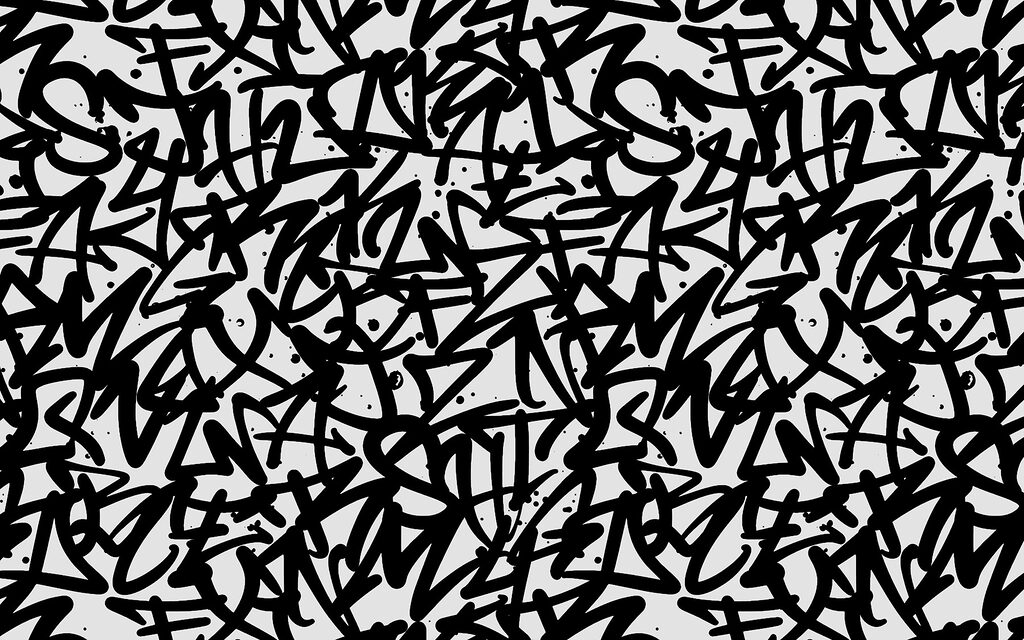Black and white pattern with letters