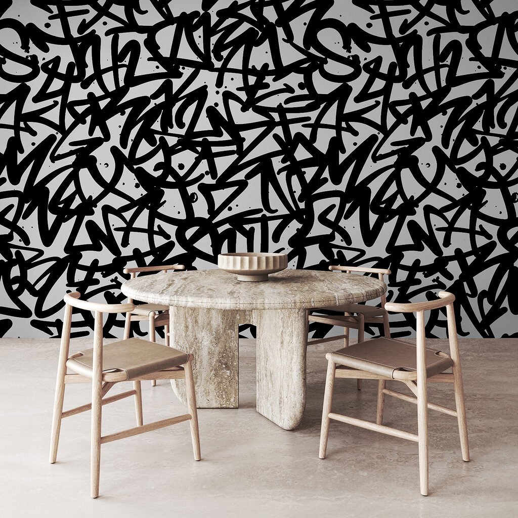Black and white pattern with letters