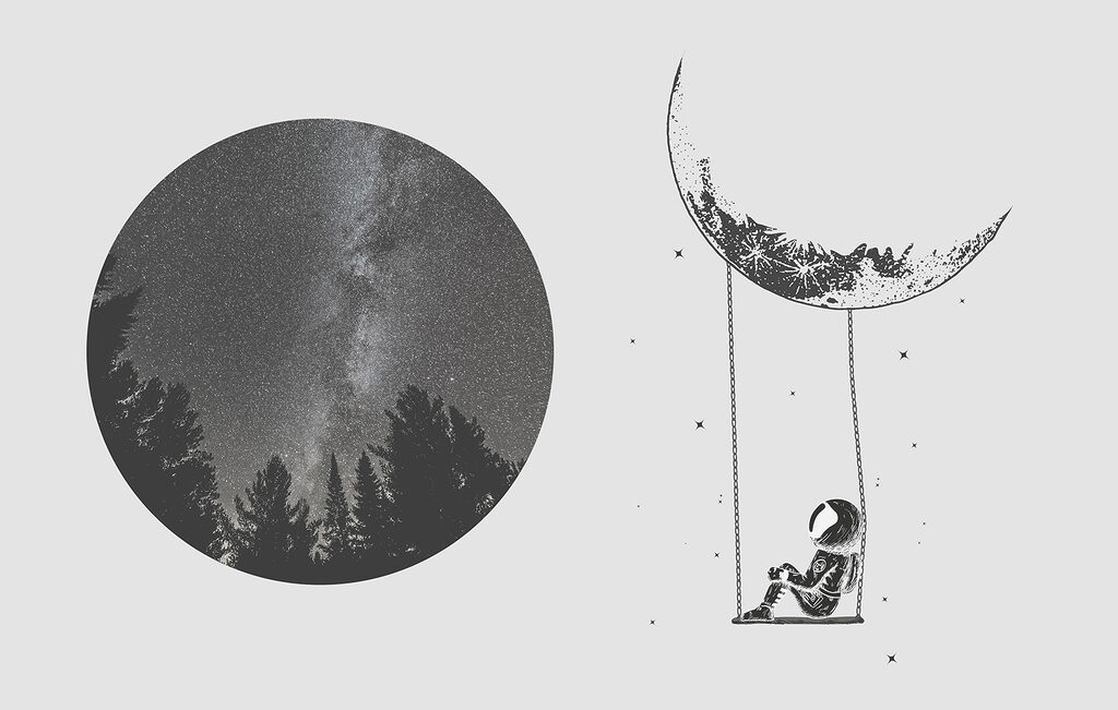 Moon and a person on a swing Moon and a person on a swing