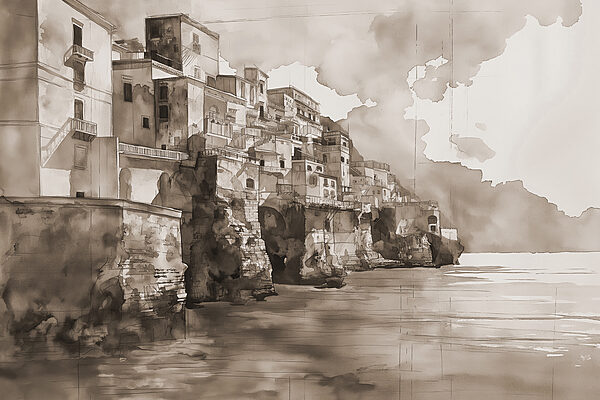 Watercolor of a city Watercolor of a city