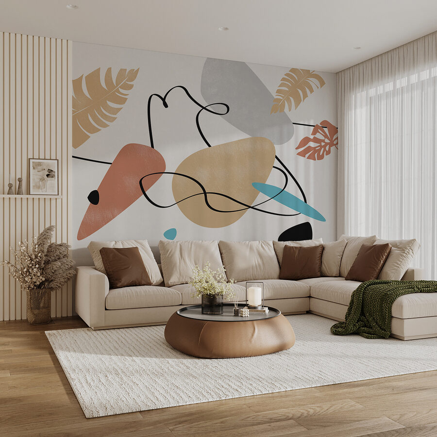 Wall murals Colorful art with leaves