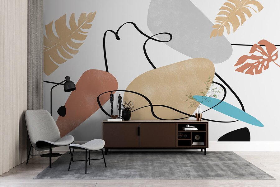 Wall murals Colorful art with leaves - Image 2