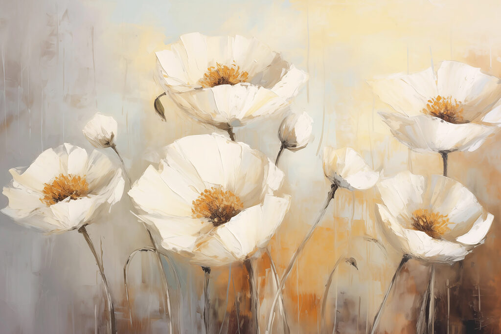 Painting of white flowers Painting of white flowers