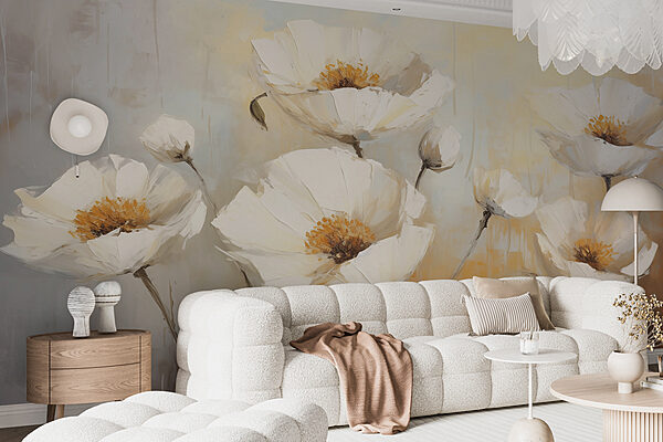 Painting of white flowers Painting of white flowers