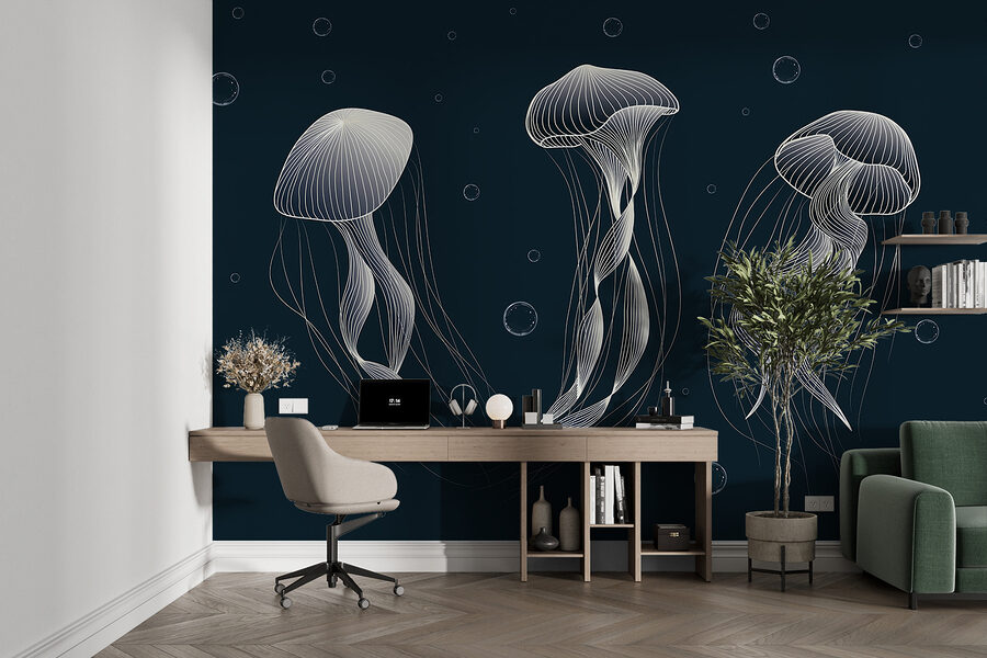 Group of jellyfishes in the water