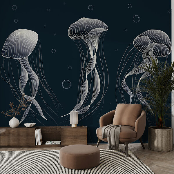 Group of jellyfishes in the water Group of jellyfishes in the water