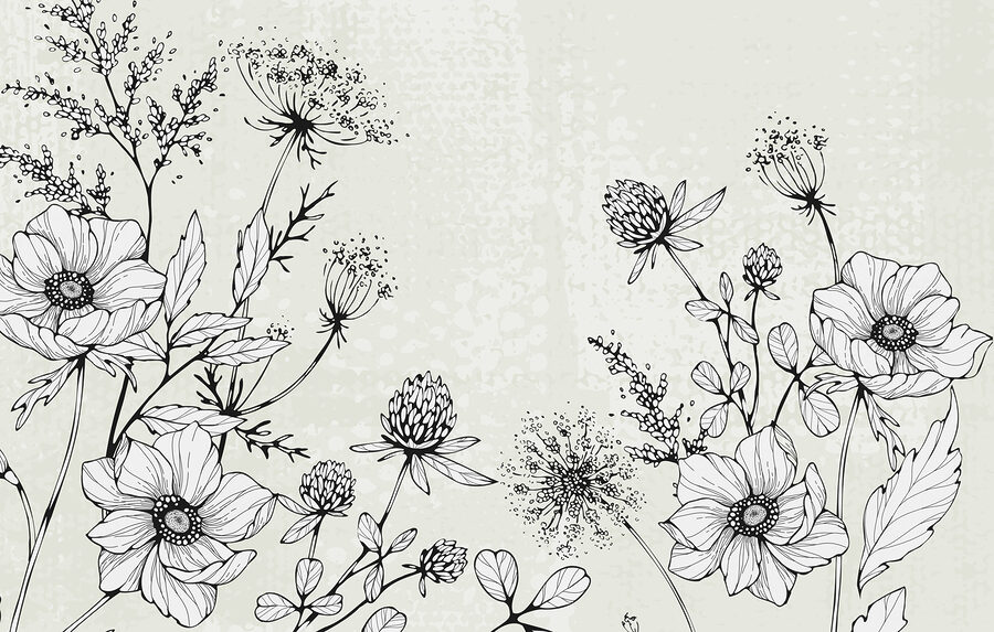 Drawing of flowers and leaves