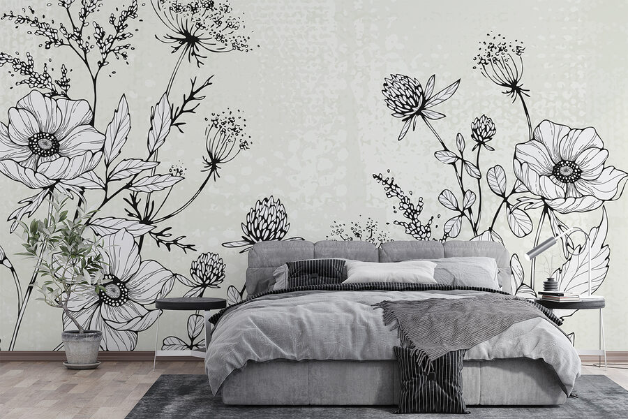Drawing of flowers and leaves