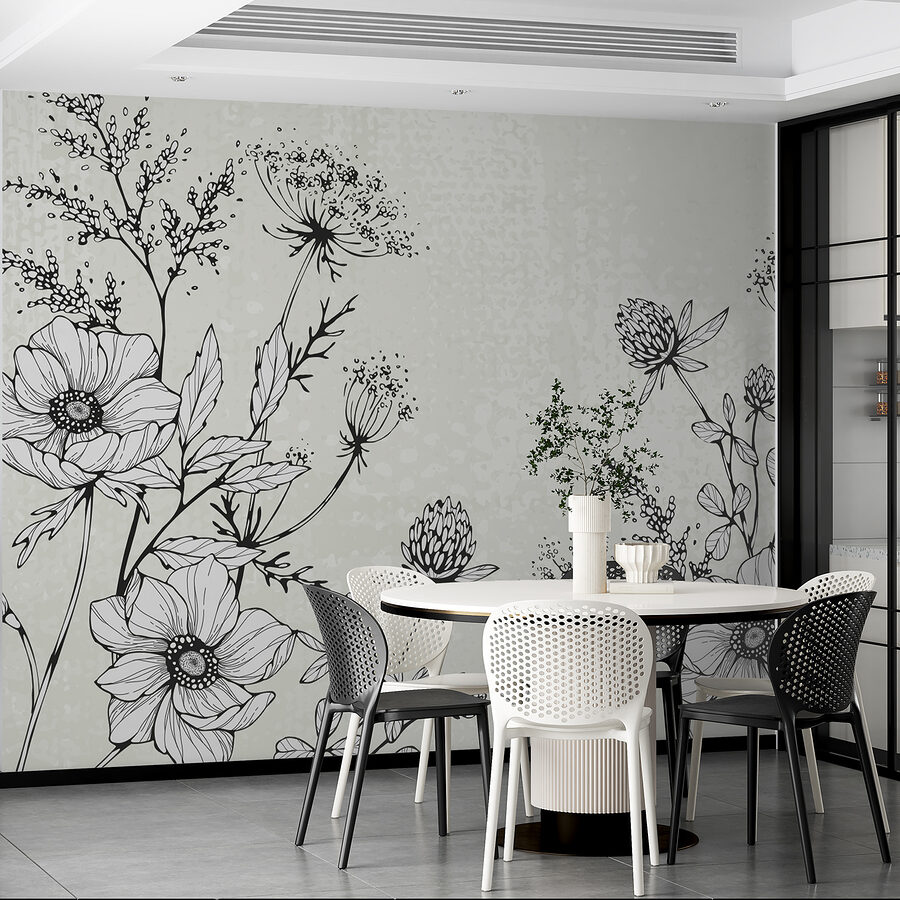 Drawing of flowers and leaves