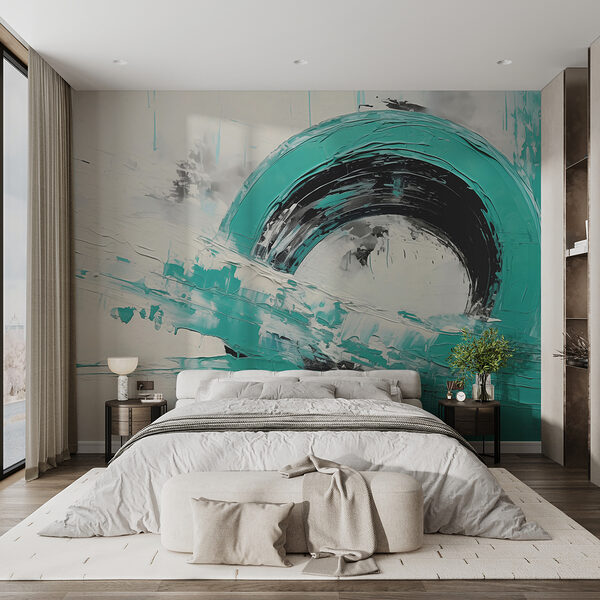 Painting of a circle with black and white paint Painting of a circle with black and white paint