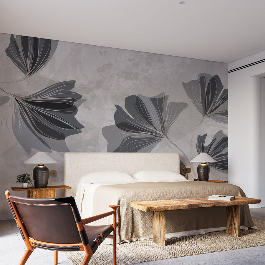 Grey and white floral design