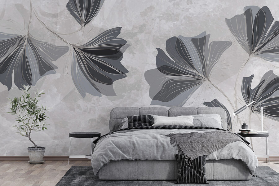 Grey and white floral design