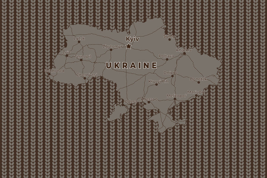 Map of ukraine with lines and cities