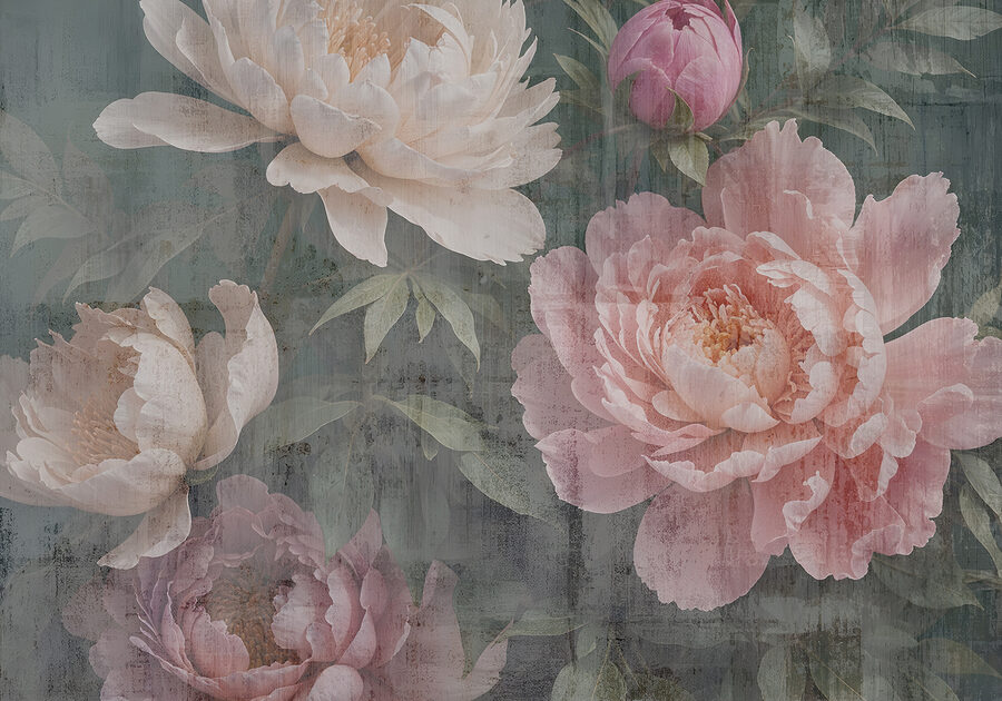 Group of flowers on a gray background
