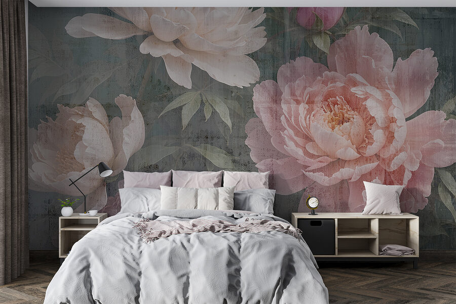 Group of flowers on a gray background