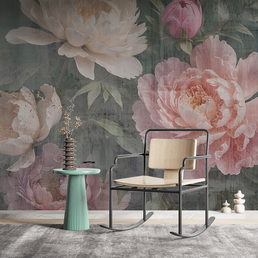 Group of flowers on a gray background