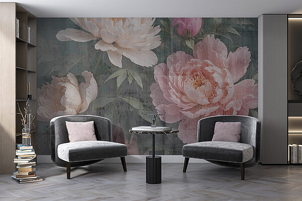 Group of flowers on a gray background Group of flowers on a gray background