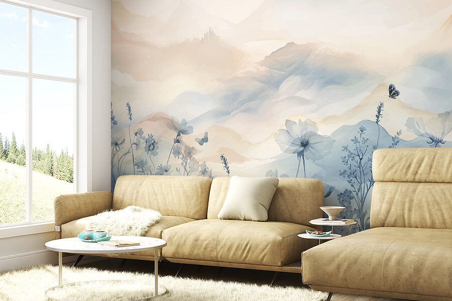Painting of flowers and butterflies