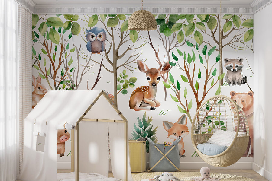 Wall murals Group of animals in the woods