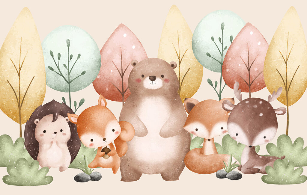 Group of animals in the woods Group of animals in the woods