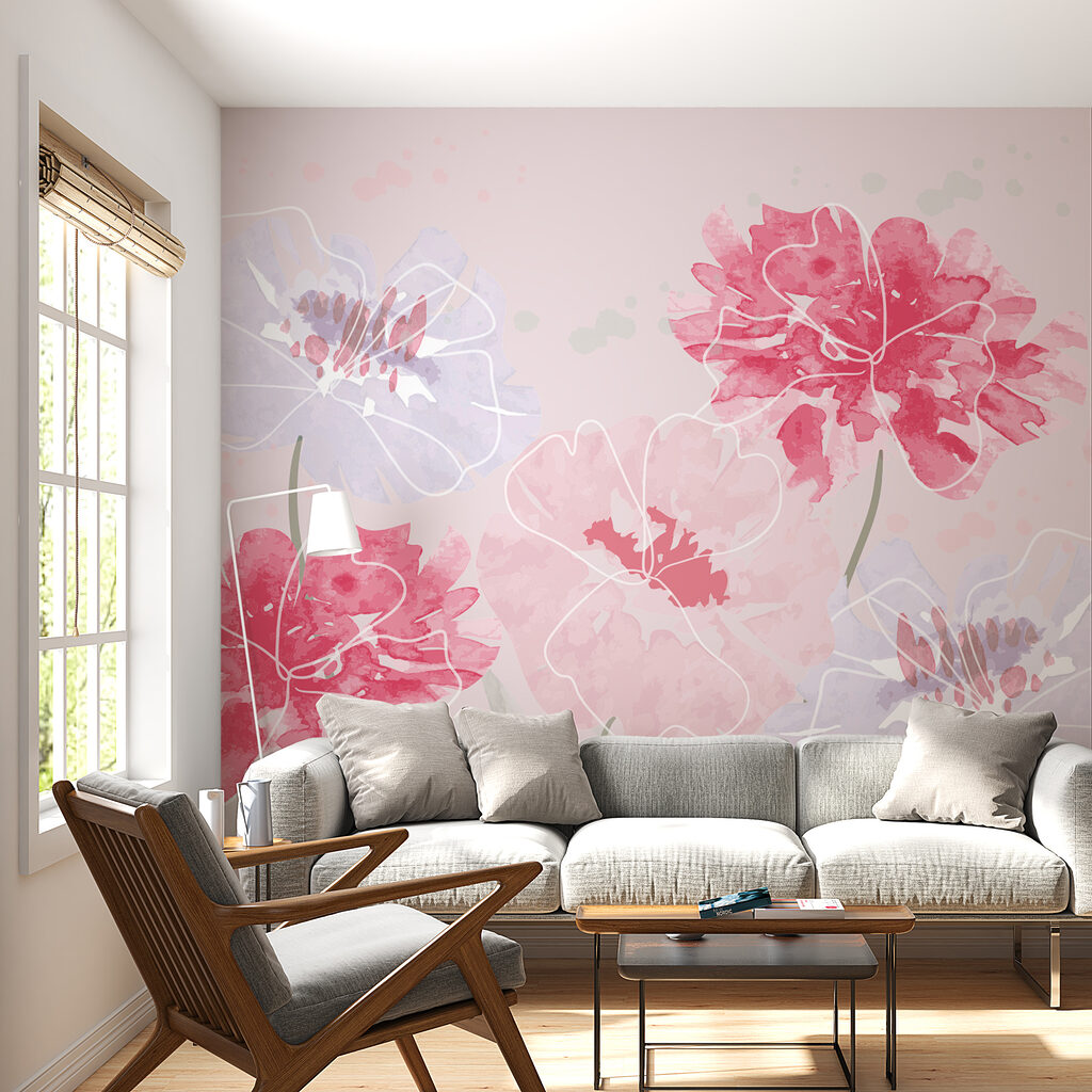 Group of flowers on a pink background Group of flowers on a pink background