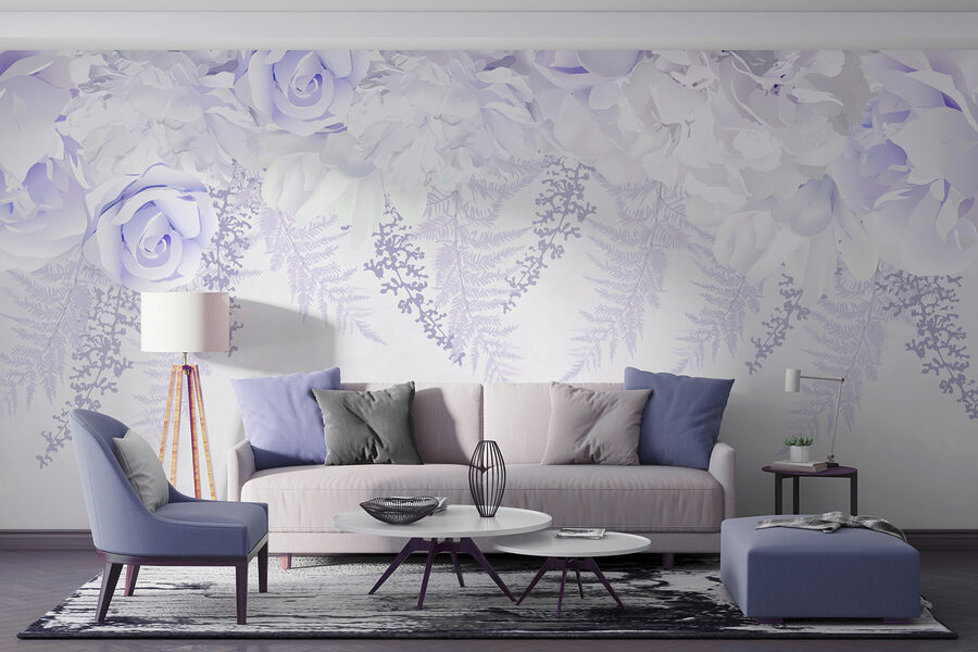 Wall murals White and purple flowers