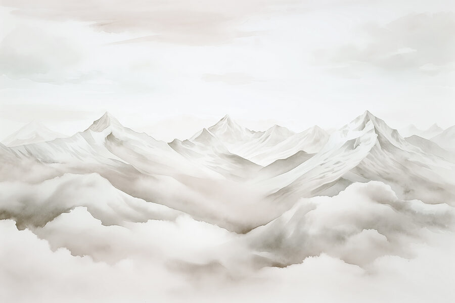 Mountain range with clouds