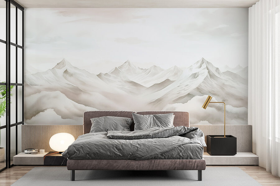 Mountain range with clouds