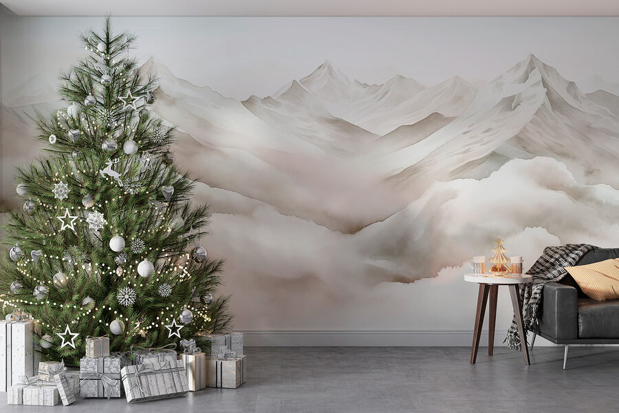 Mountain range with clouds