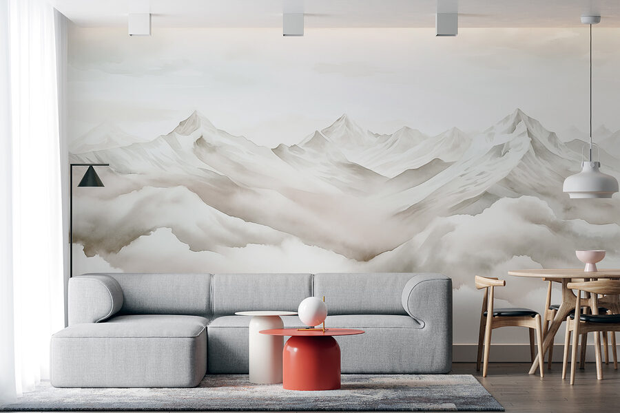Mountain range with clouds