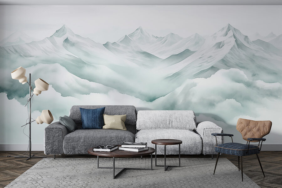 Mountain range with clouds