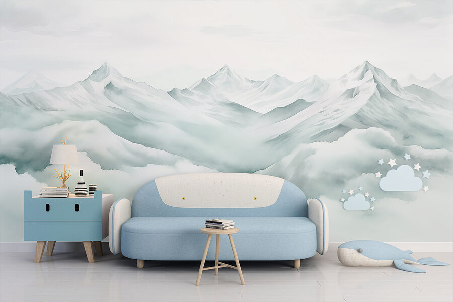 Mountain range with clouds