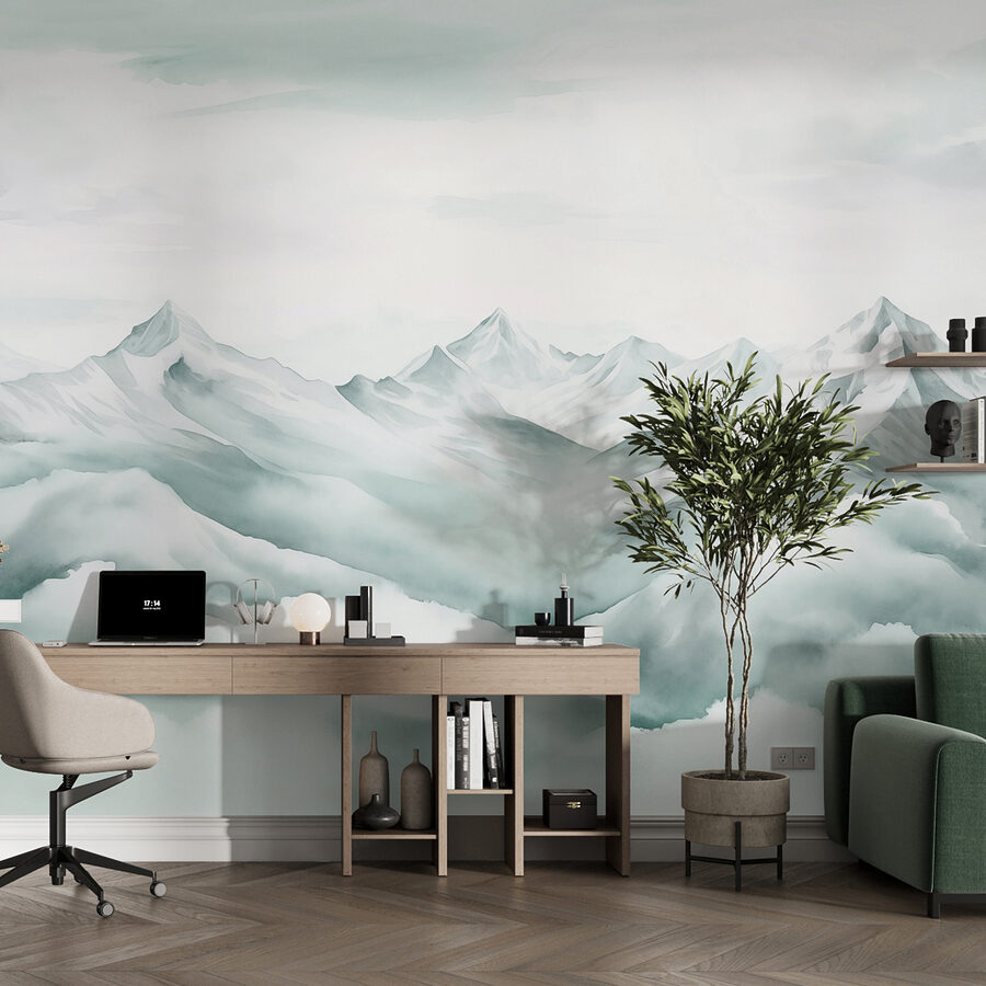 Mountain range with clouds