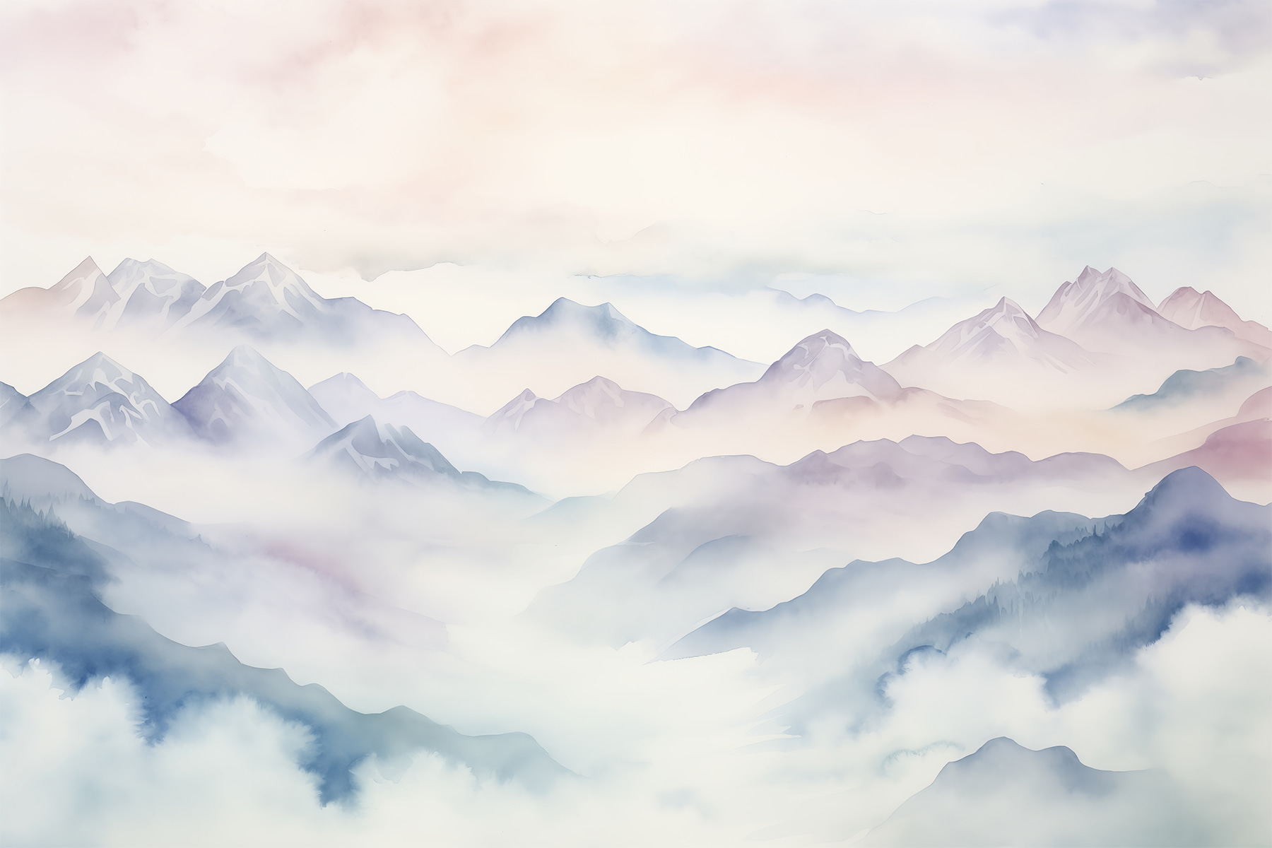 Painting of mountains and clouds Painting of mountains and clouds