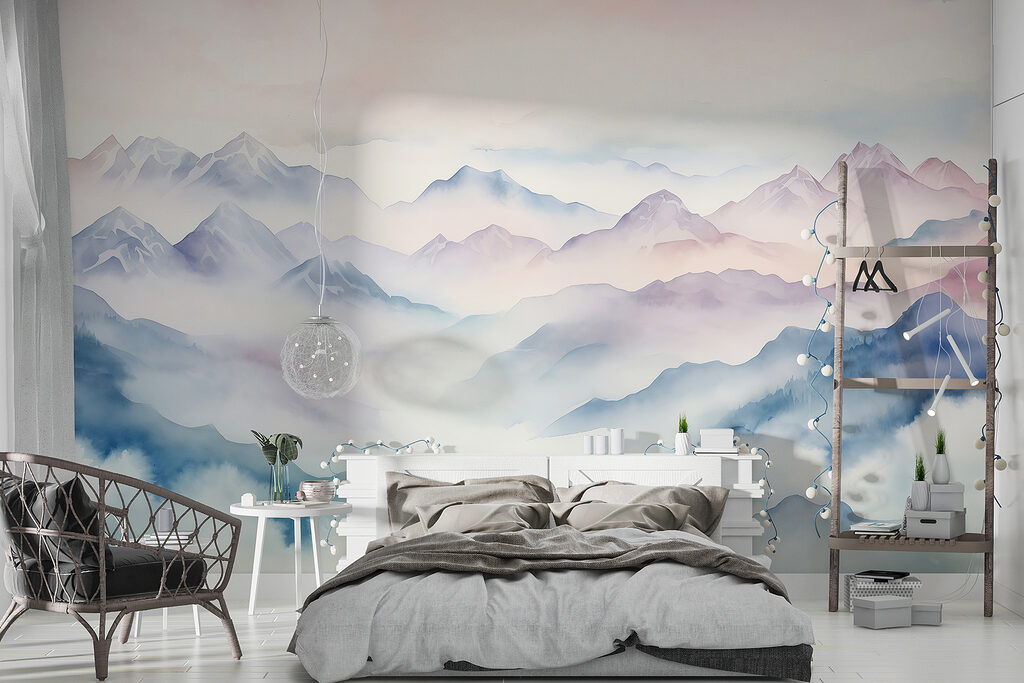 Painting of mountains and clouds Painting of mountains and clouds