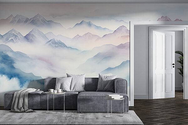 Painting of mountains and clouds Painting of mountains and clouds